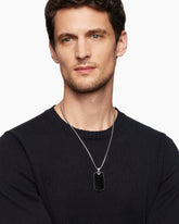 Chevron Tag in Sterling Silver with Black Onyx, 42mm